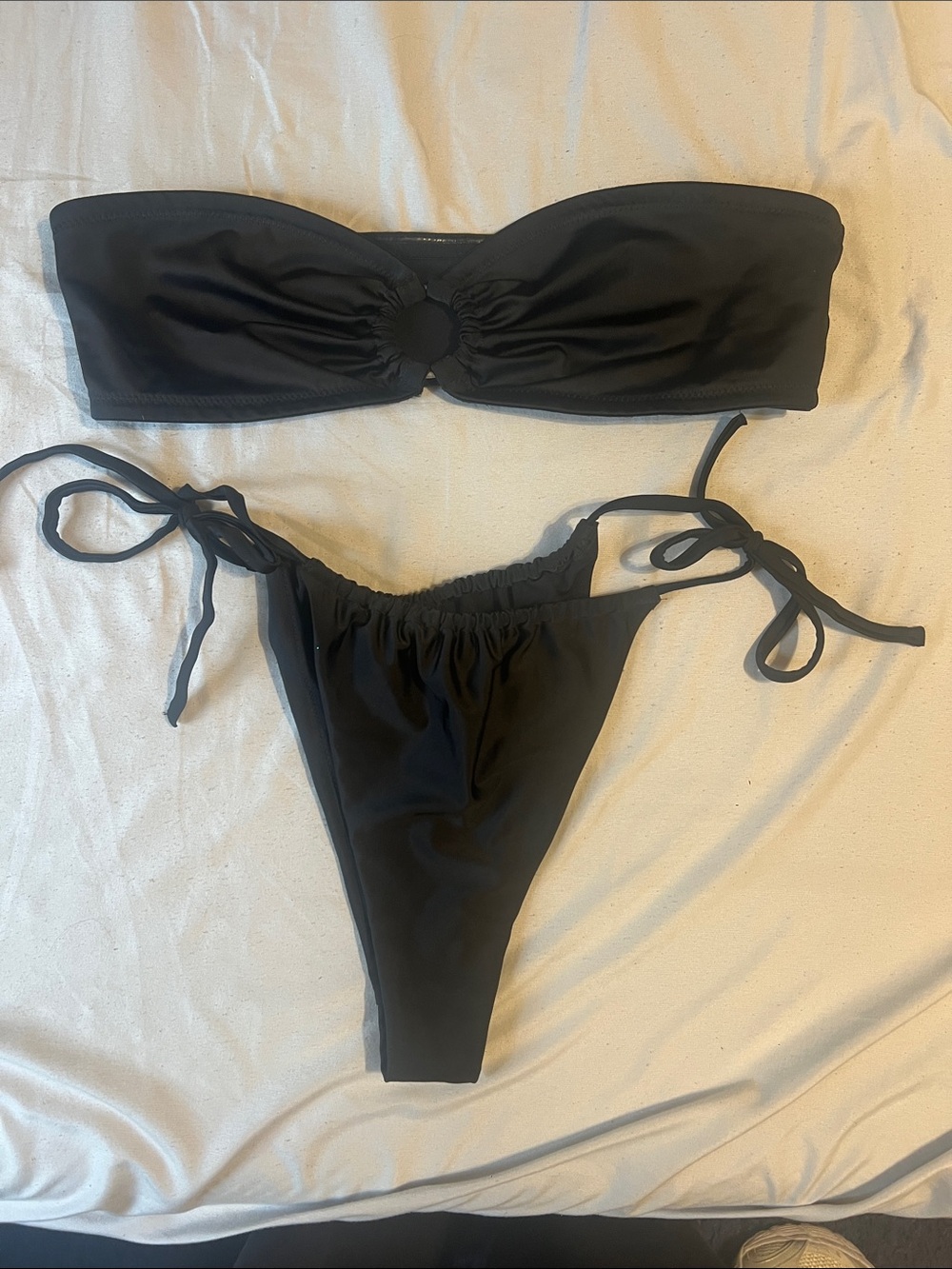 H&M Black Bandeau Tie-Side Bikini Set
